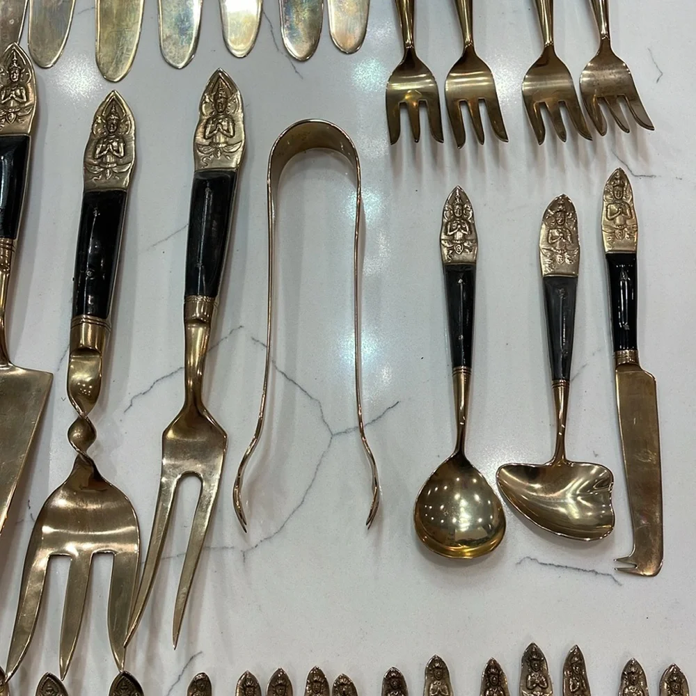 Vintage PCL SIAM Brass Wood BUDDHA 71 pieces